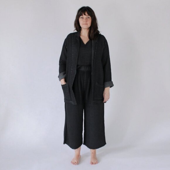 Ikikiz Pokoloko Crinkle Jacket Gauzy Oversized Boho Cardigan Sweater Jacket Coat - Picture 5 of 15